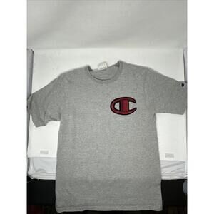 Vintage Champion Shirt Mens Small Grey T-Shirt Embroidered Big Logo 90's Y2K